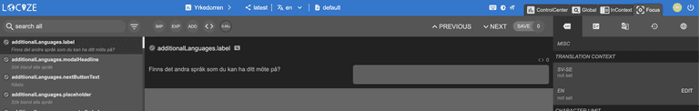 Screenshot from Locize