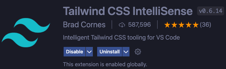 Screenshot of Tailwind CSS IntelliSense extension in VS Code