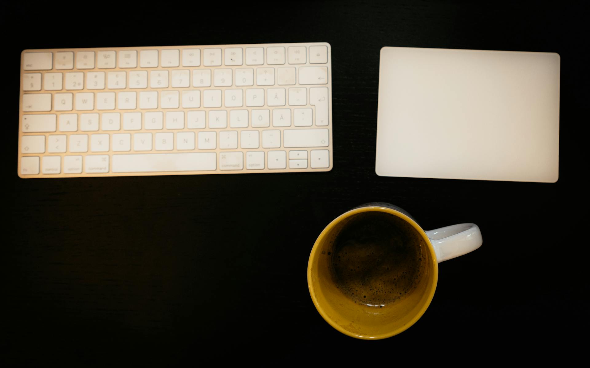 Coffee, keyboard and mousepad
