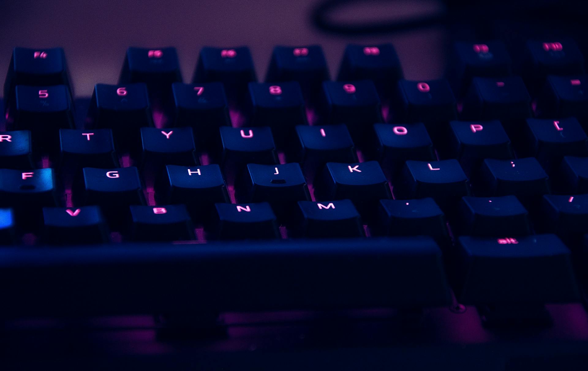 Illuminated keys on a keyboard